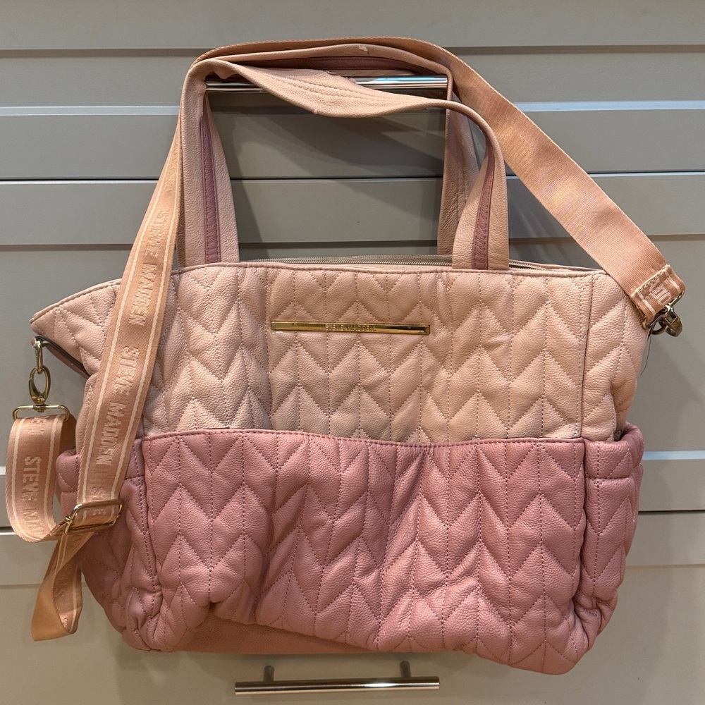Steve Madden Diaper Baby Bag Quilted Blush Pink